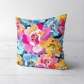 Japanese style throw pillow cover with vibrant colorful abstract floral pattern - Colorful Abstract Floral Style (CRS02-1)
