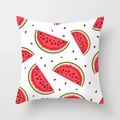Square pillowcase featuring a fresh summer watermelon slice pattern on a white base - Summer Watermelon (DRD74-6)