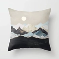 Square pillowcase featuring abstract golden mountain peaks and marble textures on black - 18x18 Inch / Design 17