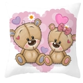 Cartoon teddy bear square pillowcase with hearts for Valentine's home decor - Warm Heart Bears (DRD66-19)