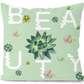 Lichtgroene kussensloop met vetplantenpatroon en BEAUTY-tekstontwerp - 45x45cm / Kussensloop / Beauty Vetplant (CRD09-3)