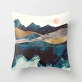 Square cushion cover with gold mountain peaks and Nordic abstract landscape art - 18x18 Inch / Design 18