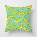 Fresh mint green square pillow case featuring repeated yellow banana patterns - Fresh Banana (DRD74-7)