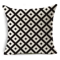 Moderne minimalistische zwart-wit geometrische linnen kussensloop voor bank - 45x45 cm / Ruit-Vierkant Patroon (YMD02-10)