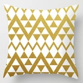 Modern Nordic white cushion cover with metallic gold triangular geometric patterns - Gold Geometric Triangles Pattern (DRD110-16)