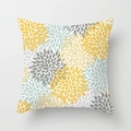 Federa gialla con motivo geometrico floreale e stampa a girasole per decorazione casa - Crisantemo Astratto Colorato (DRD374-19)