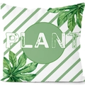 Federa per cuscino quadrata decorativa con stampa di piante tropicali verdi e testo - 45x45cm / Federa / Pianta Verde Tropicale (CRD09-4)