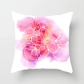 Funda de cojín de piel de melocotón con flores de acuarela rosa sobre fondo blanco - 45x45cm / DRD72-5