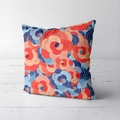 Japanese retro floral short plush pillowcase with abstract red and blue pattern - Retro Abstract Ring Style (CRS02-4)