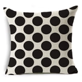 Moderne vierkante linnen kussensloop met zwart geometrisch stippenpatroon op beige - 45x45 cm / Doorlopende Zwarte Stippen (YMD02-12)