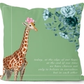 Grüner Giraffen-Kissenbezug mit botanischen Illustrationen und inspirierendem Zitat - Inspirierende Giraffe (CRD09-5)