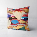 Short plush square cushion cover with colorful abstract floral pattern and retro design - Colorful Psychedelic Wave Style (CRS02-5)