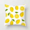 Square white pillowcase with vibrant yellow lemon patterns and green leaves decor - Lemon on White (DRD74-10)