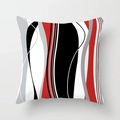 Modern red abstract geometric throw pillow cover with wavy lines and hidden zipper - 18x18 Inch / Red Black Gray Zigzag (DRD166-5)
