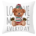 Cartoon teddy bear pillowcase with winter scarf and Love Me Everyday print in white - Winter Warmth Bear (DRD66-23)