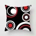 Primer plano de círculos concéntricos geométricos rojos en funda de cojín moderna - 45x45 cm / Círculos Concéntricos Geométrico (DRD166-2)