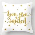 Nordic gold polka dot pillow cover with You are invited artistic lettering for sofa - You Are Invited Dots Pattern (DRD110-19)