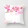 Pink watercolor cherry blossom pattern peach skin square pillowcase for sofa decor - 45x45cm / DRD72-7