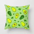 Square light green cushion cover featuring a cute cartoon avocado pattern - Light Green Avocado (DRD74-11)