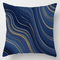 Modern navy blue geometric marble pillowcase with gold textured line patterns - Blue Gold Marble Texture (DRD113-1) / 18x18 Inch