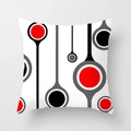 Detalle del patrón geométrico rojo moderno en funda de cojín de tela de calidad - 45x45 cm / Círculos Modernos de Mediados de Siglo (DRD166-3)
