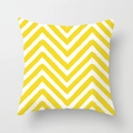 Federa per cuscino quadrata con motivo a zigzag giallo e bianco dipinto a mano - Chevron a Onde Gialle e Bianche (DRD374-22)