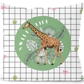 Quadratischer Kissenbezug mit Giraffenmotiv und tropischen grünen Blattmustern - Sweet Life Kariert (CRD09-7)