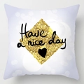 Golden diamond pattern cushion cover with Have a Nice Day print for modern home decor - Have A Nice Day Rhombus (DRD110-20)