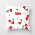 Square cushion cover with cute red cherry and heart pattern on white fabric - Cherry Heart on White (DRD74-13)