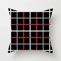 Close-up of modern square pillow cover with red, white and grey plaid woven pattern - 18x18 Inch / Red Black White Plaid (DRD166-8)