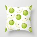 Square summer cushion cover with fresh green apple and fruit slice patterns - Green Apple Pattern (DRD74-14)