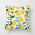 Square summer pear pattern pillowcase with yellow fruit and green leaves design - Beige Pear (DRD74-15)