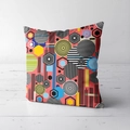 Retro Japanese plush pillow case with red geometric patterns for sofa decor - Bauhaus Geometric Print Style (CRS02-9)