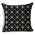 Moderne zwart-witte linnen kussensloop met geometrisch rooster voor bankdecoratie - 45x45 cm / Geometrisch Rasterpatroon (YMD02-17)