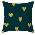 Nordic style dark green pillow cover with golden heart patterns for sofa decoration - Gold Glitter Hearts Pattern (DRD110-24)