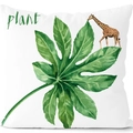 Frischer Sommer-Kissenbezug mit Giraffe und grünem Blatt für Sofa und Dekoration - Pflanzenblatt Giraffe (CRD09-10)