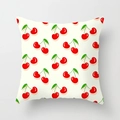 Square cushion cover featuring vibrant red cherry patterns on an off-white fabric - Fresh Cherry (DRD74-16)