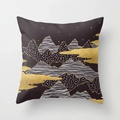 Square pillow cover with modern black and gold abstract mountain landscape pattern - 18x18 Inch / Design 31