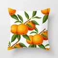Fresh summer orange and leaf pattern square cushion cover in bright white and orange - Orange on White (DRD74-18)