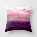 Golden mountain peak pillow case with purple sunset landscape on square decorative cushion - 18x18 Inch / Design 32