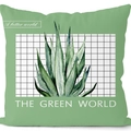 Grüner Kissenbezug mit Aquarell-Pflanzenmuster und modernem Karo-Design für das Sofa - Green World Kariert (CRD09-13)