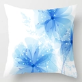 Modern square pillowcase with abstract blue floral pattern on white fabric texture - Abstract Blue Petal (DRD113-9) / 18x18 Inch