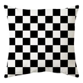 Nordic minimalist black and white checkerboard geometric throw pillow case in peach skin - 45cmx45cm / Classic Black and White Checkerboard Style (DRD168-6)