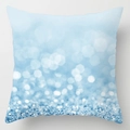 Light blue geometric square pillowcase with dreamlike glitter bokeh pattern - Light Blue Bokeh Fantasy (DRD113-10) / 18x18 Inch