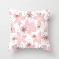 Square peach skin pillow cover with pink cherry blossom print and white base - 45x45cm / DRD72-17