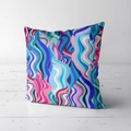 Japanese retro style short plush pillowcase with blue and pink wave pattern - Dynamic Wave Gradient Style (CRS02-13)