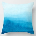 Square cushion cover with blue watercolor gradient marble pattern on fabric texture - Blue Watercolor Gradient (DRD113-11) / 18x18 Inch