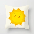 Federa quadrata beige con stampa di sole giallo e motivo di viso sorridente - Sole Sorridente dei Cartoni Animati (DRD374-33)