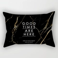 Fodera per cuscino lombare in marmo nero e oro con scritta Good Times Are Here - 30x50cm / DRD229-3