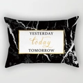 Detail of marble pattern cushion cover with gold Yesterday today Tomorrow text - 30x50cm / DRD229-9